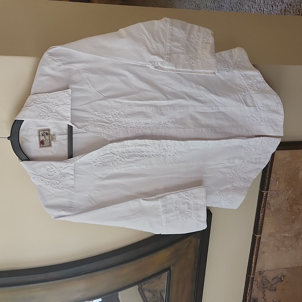 SCULLY 3/4 Length sleeve White Fitted Style Blouse  L